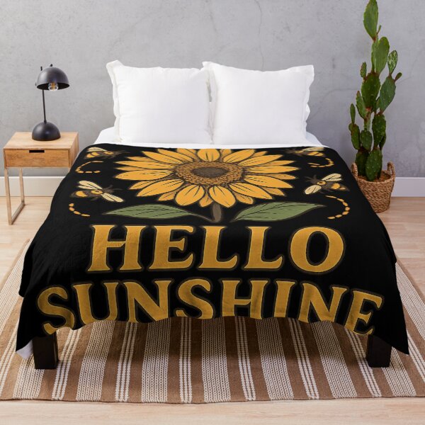 Item preview, Hello Sunshine Sunflower Cute Bee Flying Flower Positive Quote designed and sold by Fantsy-world.