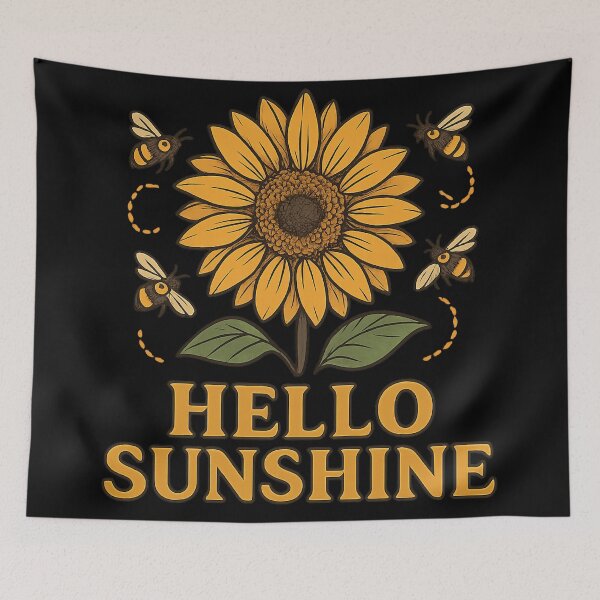 Item preview, Hello Sunshine Sunflower Cute Bee Flying Flower Positive Quote designed and sold by Fantsy-world.