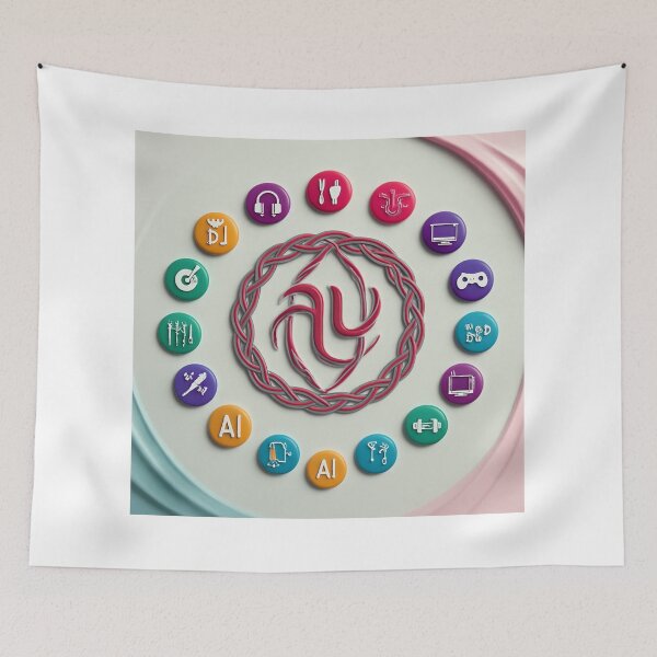 Item preview, AI & Gaming Intertwined Letters Logo -colorful  Icon Circle T-shirt designed and sold by AS-Graphics.