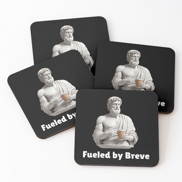Item preview, Fueled by Breve - Stoic Statue Holding A Cup of Breve Coffee - Stoicism Art designed and sold by LexaArtworks.