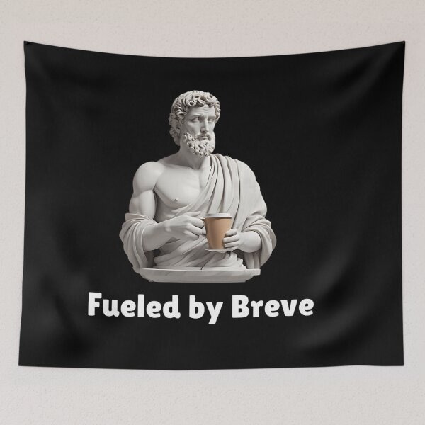 Item preview, Fueled by Breve - Stoic Statue Holding A Cup of Breve Coffee - Stoicism Art designed and sold by LexaArtworks.