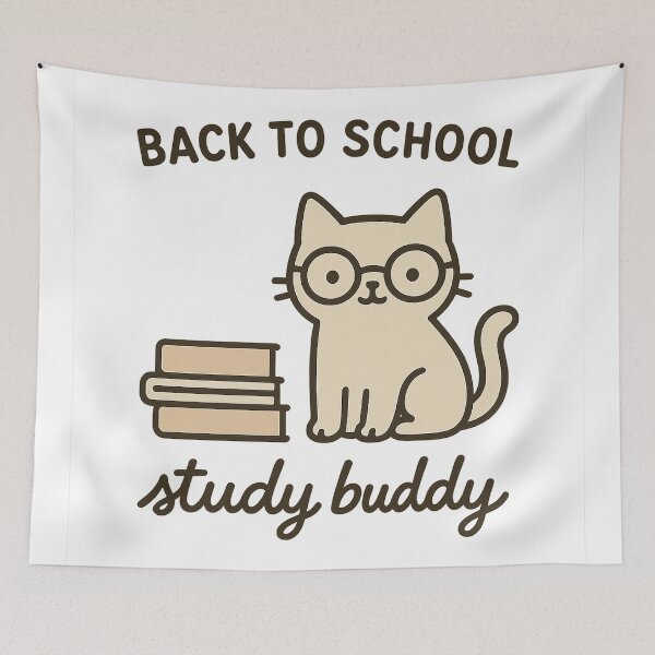 Item preview, Back to School Study Buddy Cute Cat with Glasses and Books designed and sold by Fantsy-world.