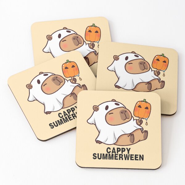 Item preview, Cappy Summerween - Ghost Capybara Eating Ice Pumpkin Popsicle designed and sold by The magic  Yellow bus.