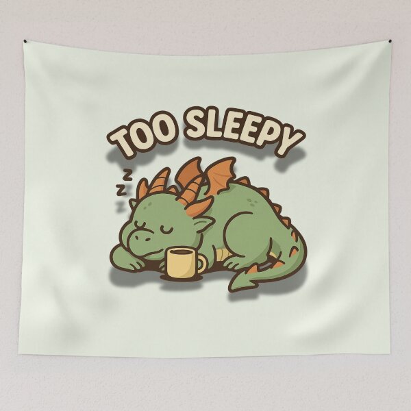 Item preview, Too Sleepy – Cute Chubby Green Dragon Sleeping Cartoon Illustration designed and sold by konthai.familyart.