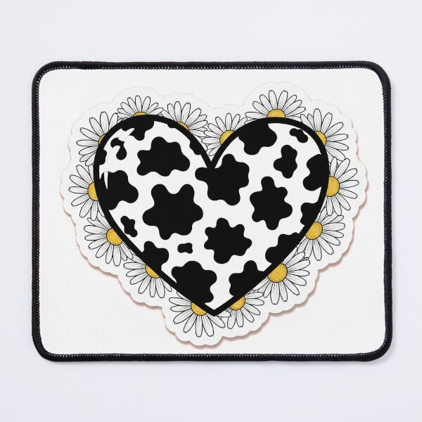 Item preview, Heart in Cow Print with Daisies – Pastel Pink Farmcore Aesthetic designed and sold by 001Haiba.