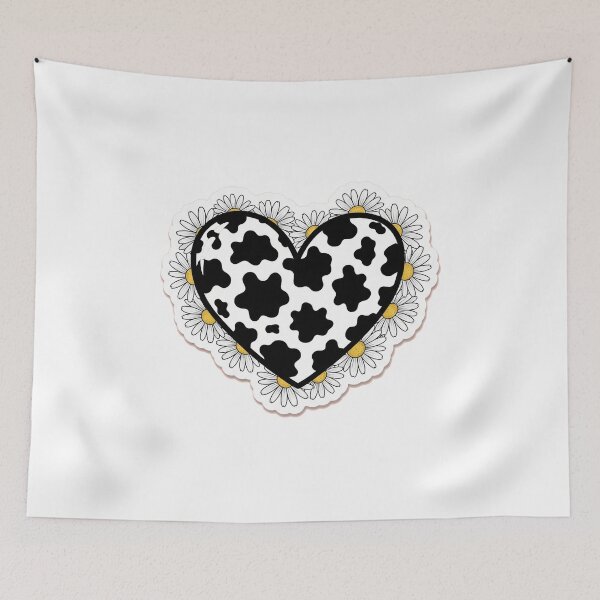 Item preview, Heart in Cow Print with Daisies – Pastel Pink Farmcore Aesthetic designed and sold by 001Haiba.