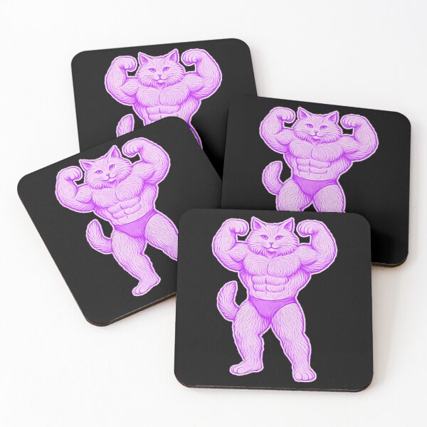 Item preview, Bodybuilder Puss Pink Muscle Cat designed and sold by Lucky Pig Teesigns .