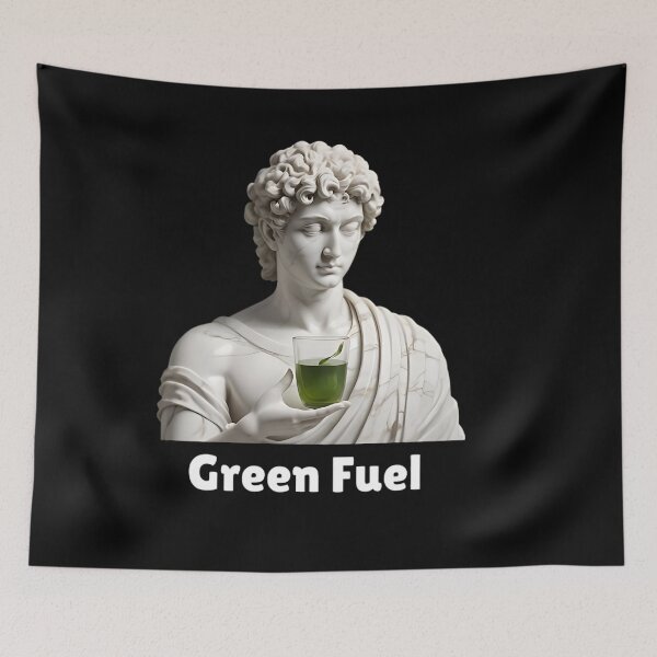 Item preview, Green Fuel - Stoic Statue Holding A Green Tea Shot - Stoicism Art designed and sold by LexaArtworks.