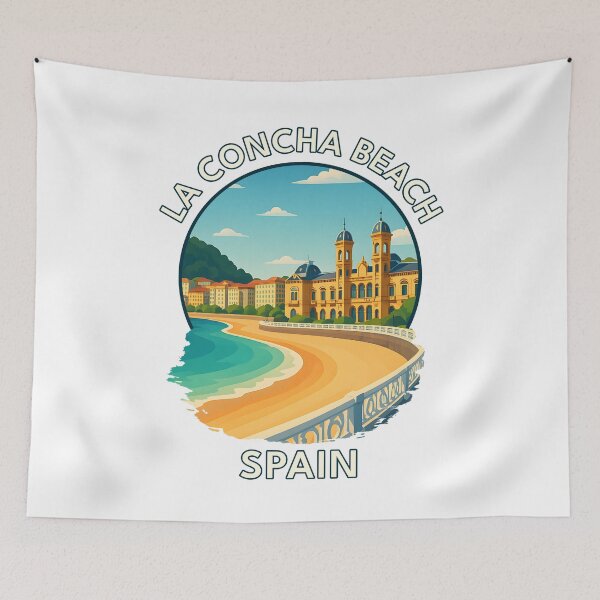 Item preview, La Concha Beach Promenade – San Sebastián Spain Coastal Art designed and sold by inkNext.