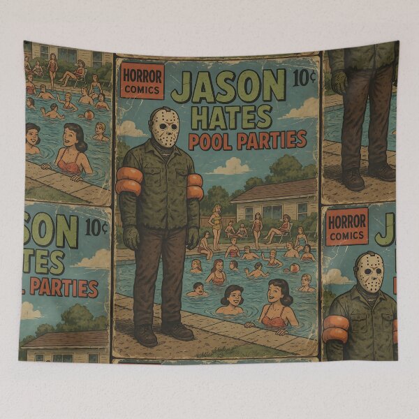 Item preview, Jason hates pool parties - Classic Horror Movie Parody designed and sold by bapupa.