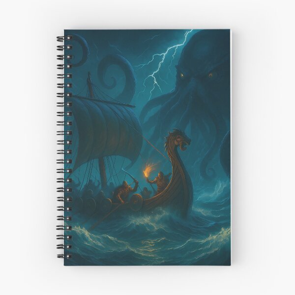 Item preview, Viking Longship vs Kraken – Epic Norse Mythology Fantasy Art designed and sold by NorseDrip.