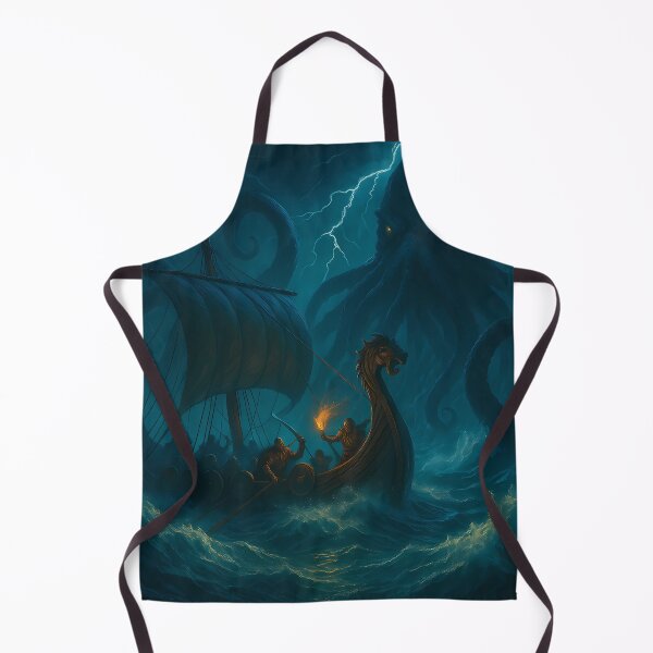 Item preview, Viking Longship vs Kraken – Epic Norse Mythology Fantasy Art designed and sold by NorseDrip.