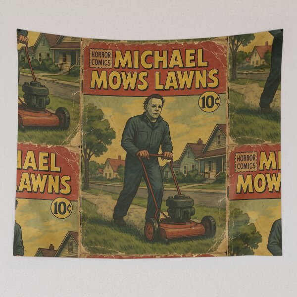 Item preview, Michael mows lawns - Classic Horror Movie Parody designed and sold by bapupa.
