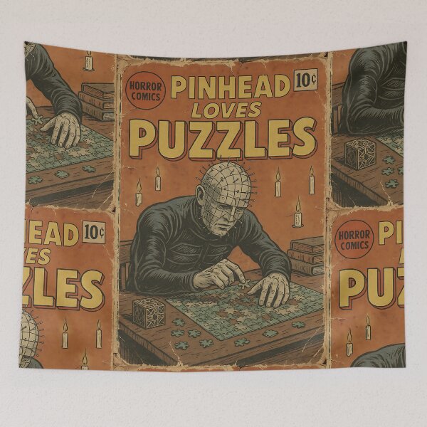 Item preview, Pinhead loves puzzles  - Classic Horror Movie Parody designed and sold by bapupa.