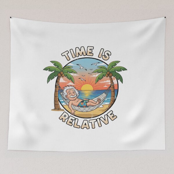 Item preview, Time is relative, Albert Einstein, beach, vacation, Funnyfits70, retro, vintage, meme, funny, humor designed and sold by FunnyFits70.