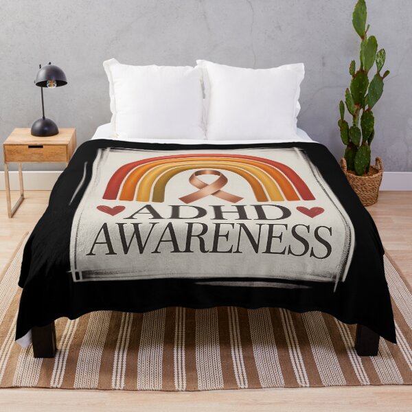 Item preview, ADHD Awareness Bleached Rainbow Orange Ribbon designed and sold by WalshDrawnLaugh.