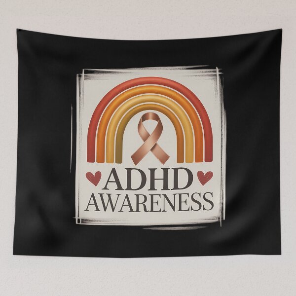 Item preview, ADHD Awareness Bleached Rainbow Orange Ribbon designed and sold by WalshDrawnLaugh.