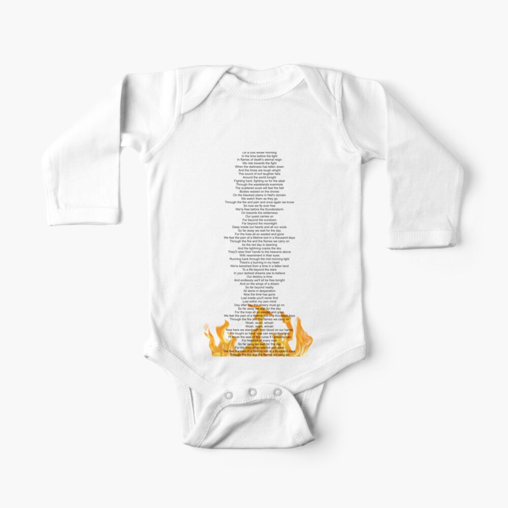 Through The Fire And The Flames Lyrics Baby One Piece By Xanderaardappel Redbubble