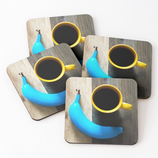 Item preview, Turquoise Banana and Yellow Coffee Mug – Modern Pop Art Still Life designed and sold by LukianArtPrint.