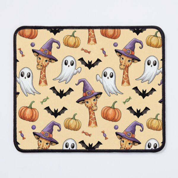 Item preview, Cute Giraffe Halloween Pattern – Whimsical Giraffe in Halloween Scene with Pumpkins, Ghosts & Candy designed and sold by YourSocialBae.