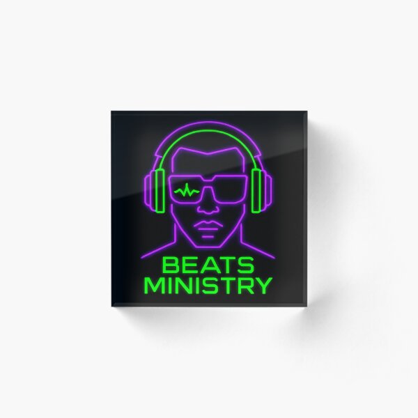 Beats Ministry Tale Teller Club Orchestra Neon Logo  Acrylic Block