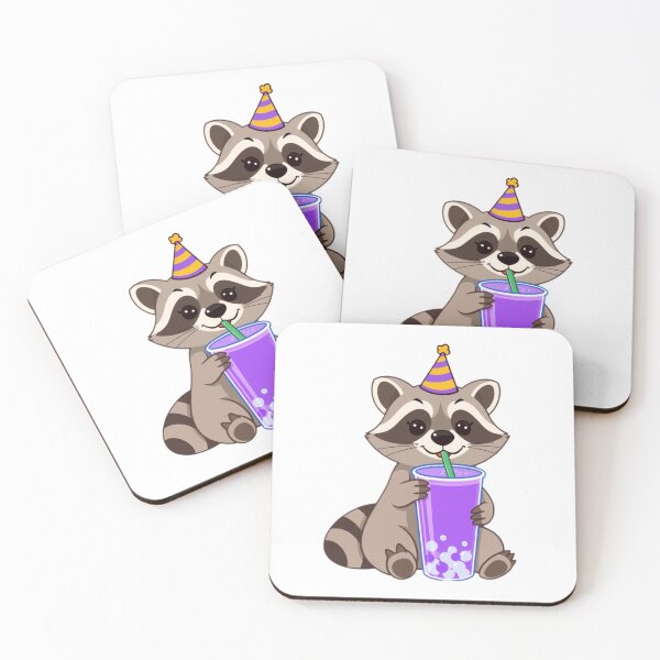 Item preview, Raccoon Boba Tea Milk Party Hat happy birthday kawaii gift funny christmas happy designed and sold by CheeseBlueprint.