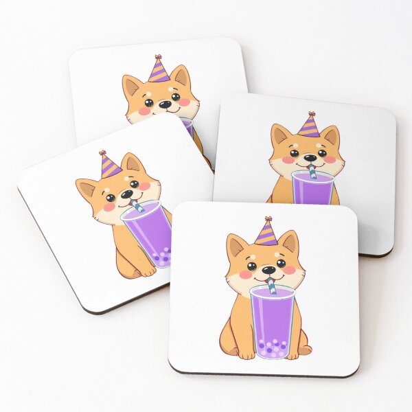 Item preview, Shiba Inu Boba Tea Milk Party Hat happy birthday kawaii gift funny christmas happy designed and sold by CheeseBlueprint.