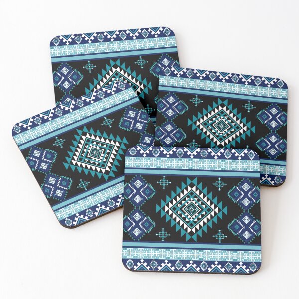 Item preview, Symmetrical Vintage Blue Chevron and Diamond Pattern for Ethnic Textile and Traditional Wall Art designed and sold by Jukclassic.
