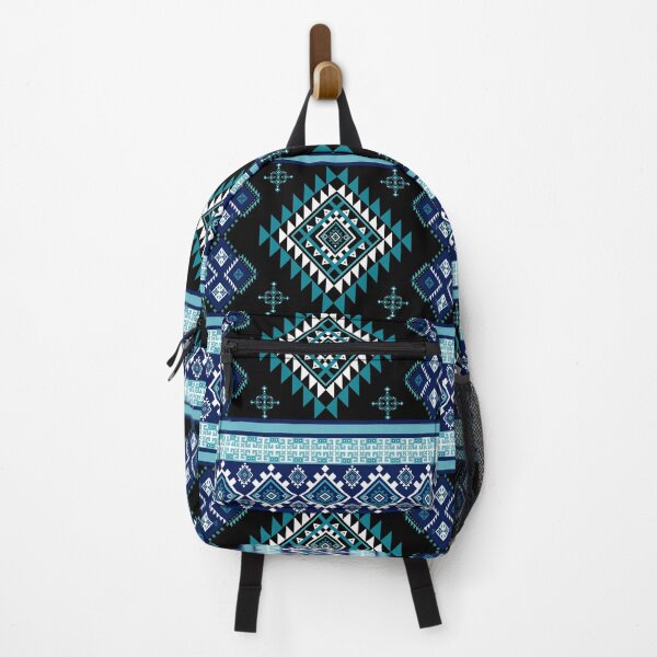 Item preview, Symmetrical Vintage Blue Chevron and Diamond Pattern for Ethnic Textile and Traditional Wall Art designed and sold by Jukclassic.