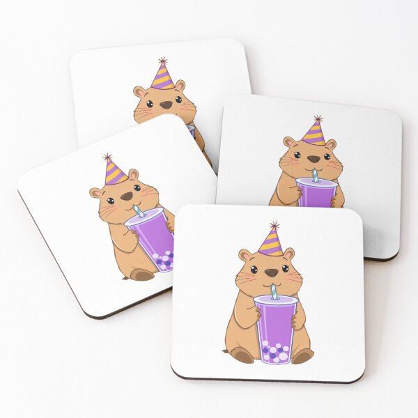 Item preview, Capybara Boba Tea Milk Party Hat happy birthday kawaii gift funny christmas happy designed and sold by CheeseBlueprint.