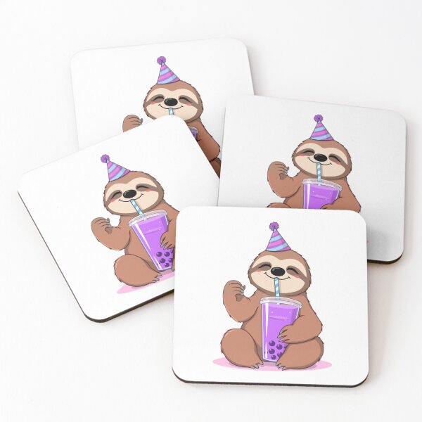 Item preview, Sloth Boba Tea Milk Party Hat happy birthday kawaii gift funny christmas happy designed and sold by CheeseBlueprint.