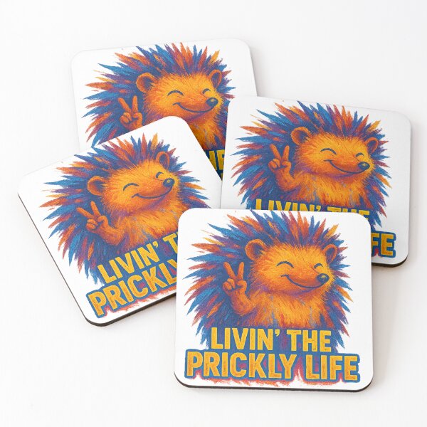 Item preview, Livin’ the Prickly Life – Colorful Funny Hedgehog Art designed and sold by Tender Flower Clothing.