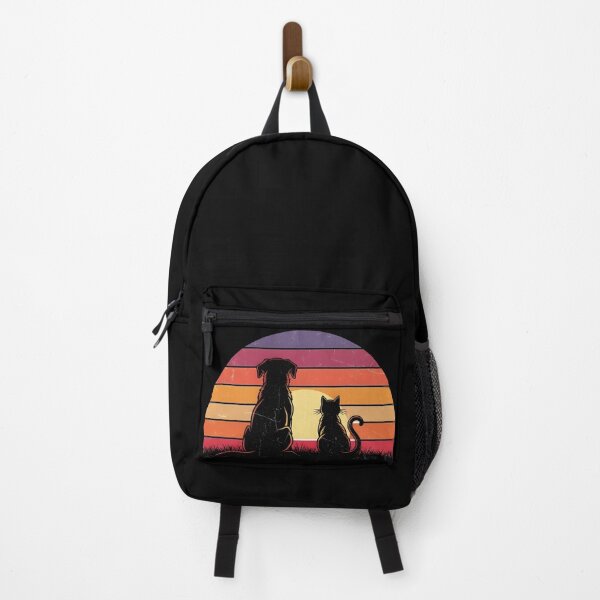 Item preview, Dog and Cat Watching Sunset – Retro Vintage Pet Silhouette Design designed and sold by fawzimorsy.