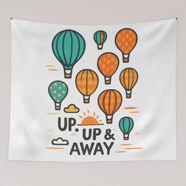 Item preview, Hot Air Balloon Adventure Sky Travel Retro Sunrise Illustration designed and sold by Fantsy-world.