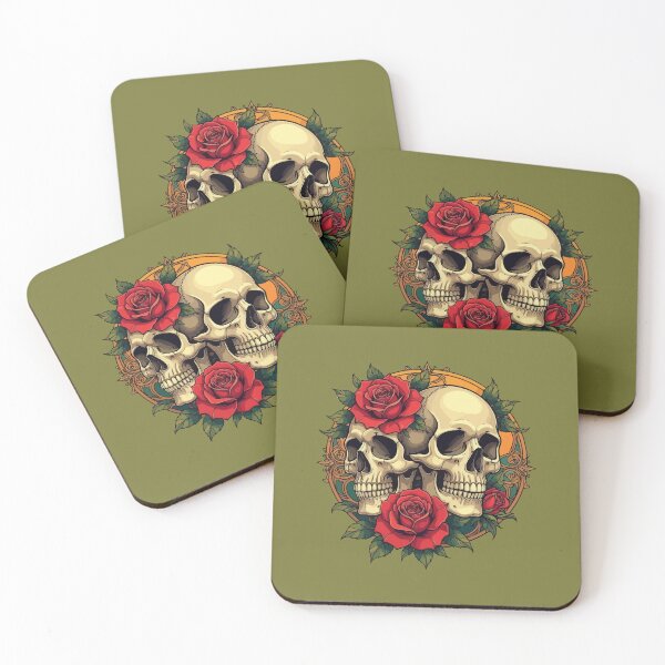Item preview, Skull Faces With Red Roses designed and sold by taiche.