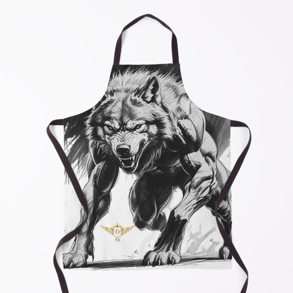 Artikelvorschau, Ferocious Werewolf Head Black and White Ink Illustration entworfen und verkauft von DM.