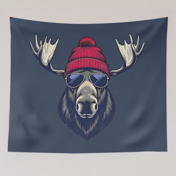 Item preview, Moose Head Wearing Sunglasses Beanie designed and sold by HowToCanadian.