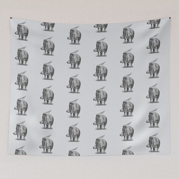 Item preview, Beef Cow from Rear, Pencil Drawing, Farm, Ranch Animal designed and sold by JoyfulWhimsy.
