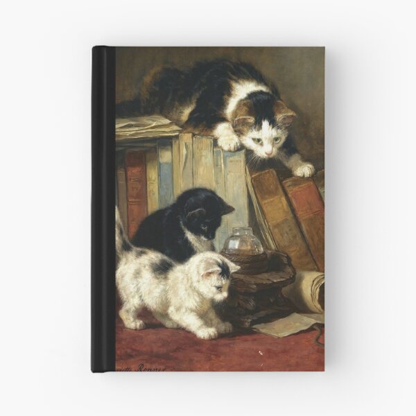 Item preview, Curious Kittens Among Books – Watching the Prey – Inspired by Henriëtte Ronner-Knip  c.1860// Public Domain designed and sold by Vernissage-dart.
