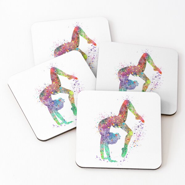 Item preview, Girl Gymnastics Tumbling Colorful Watercolor Art Gift designed and sold by LotusGifts.