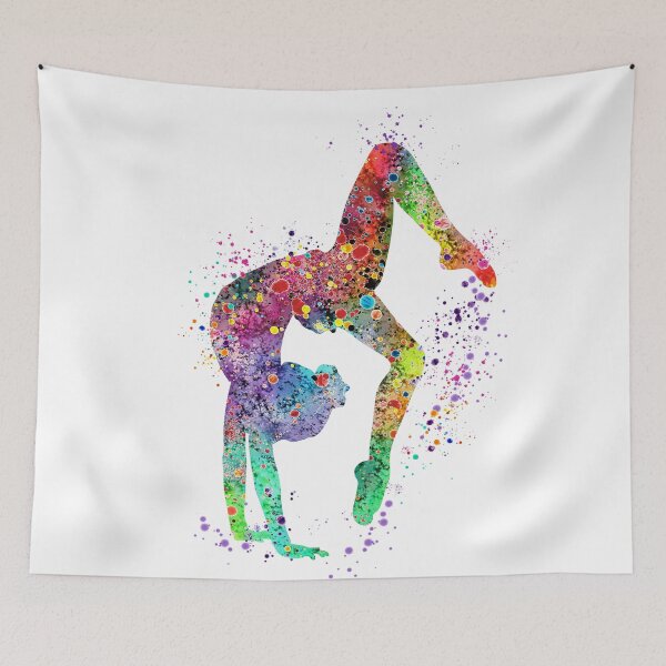 Item preview, Girl Gymnastics Tumbling Colorful Watercolor Art Gift designed and sold by LotusGifts.