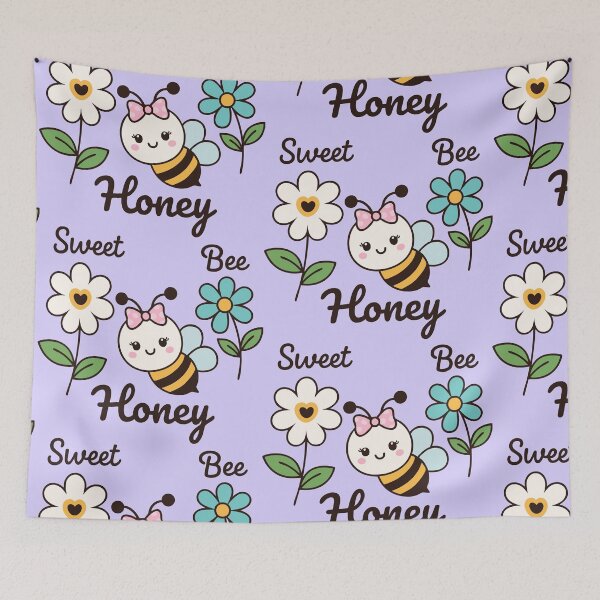 Item preview, Cute Sweet Bee Honey Cartoon with Flowers – Adorable Kawaii Design designed and sold by graphicnew.