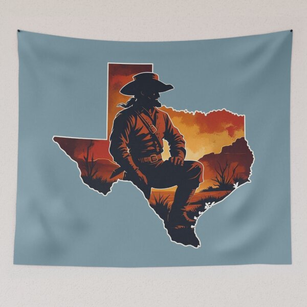 Item preview, Davy Crockett Texas Cowboy – Wild West Sunset Silhouette Art designed and sold by jelonkaa.