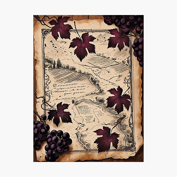 Item preview, The Vineyard Map – Notes in Wine and Leaf designed and sold by Deezyned.