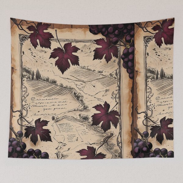 Item preview, The Vineyard Map – Notes in Wine and Leaf designed and sold by Deezyned.