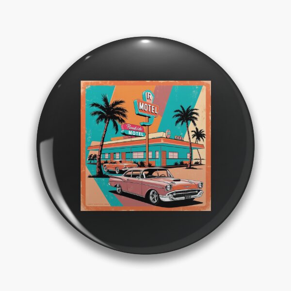 Aperçu de l'œuvre Motel rétro en bord de route – Affiche de voyage vintage américaine créée et vendue par Inkworksbyshery.