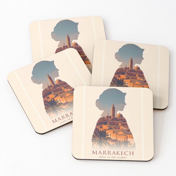 Item preview, Marrakech Morocco Silhouette Double Exposure Vintage Travel Poster designed and sold by Ceemko's Vintage Corner.