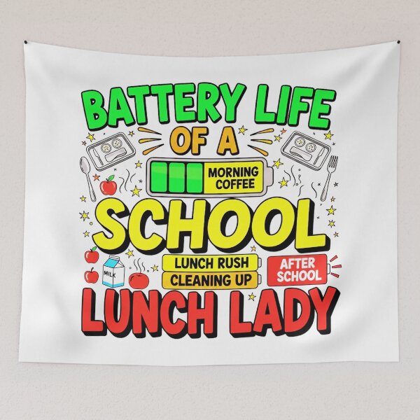Item preview, Battery Life Of A School Lunch Lady, Funny, Cafeteria designed and sold by Teetreasure2.