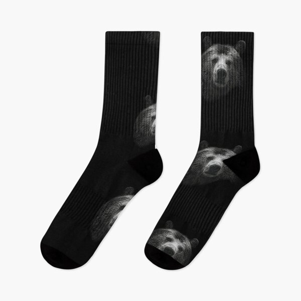 Item preview, Black and White Realistic Grizzly Bear Face Artwork designed and sold by Starpuffdesign.