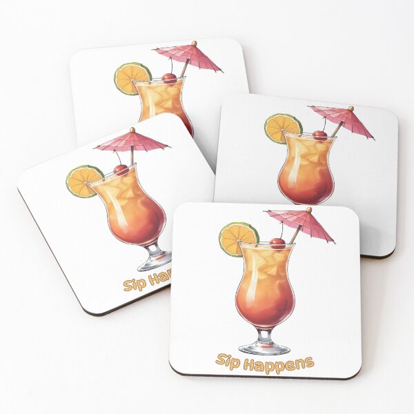 Item preview, Sip Happens – Tropical Summer Cocktail Drink with Fruit and Umbrella designed and sold by Pixel--Threads.